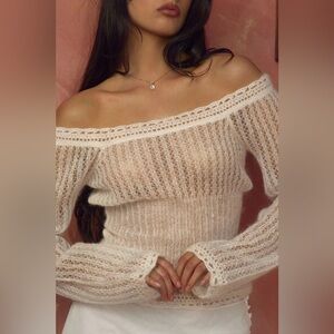 Mirror Palais Cream Off-Shoulder Sweater